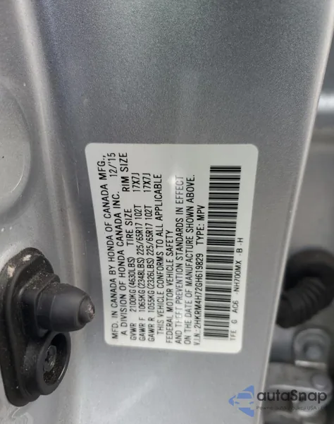 2016 Honda Cr-V Exl from USA, damaged, VIN 2HKRM4H72GH619829